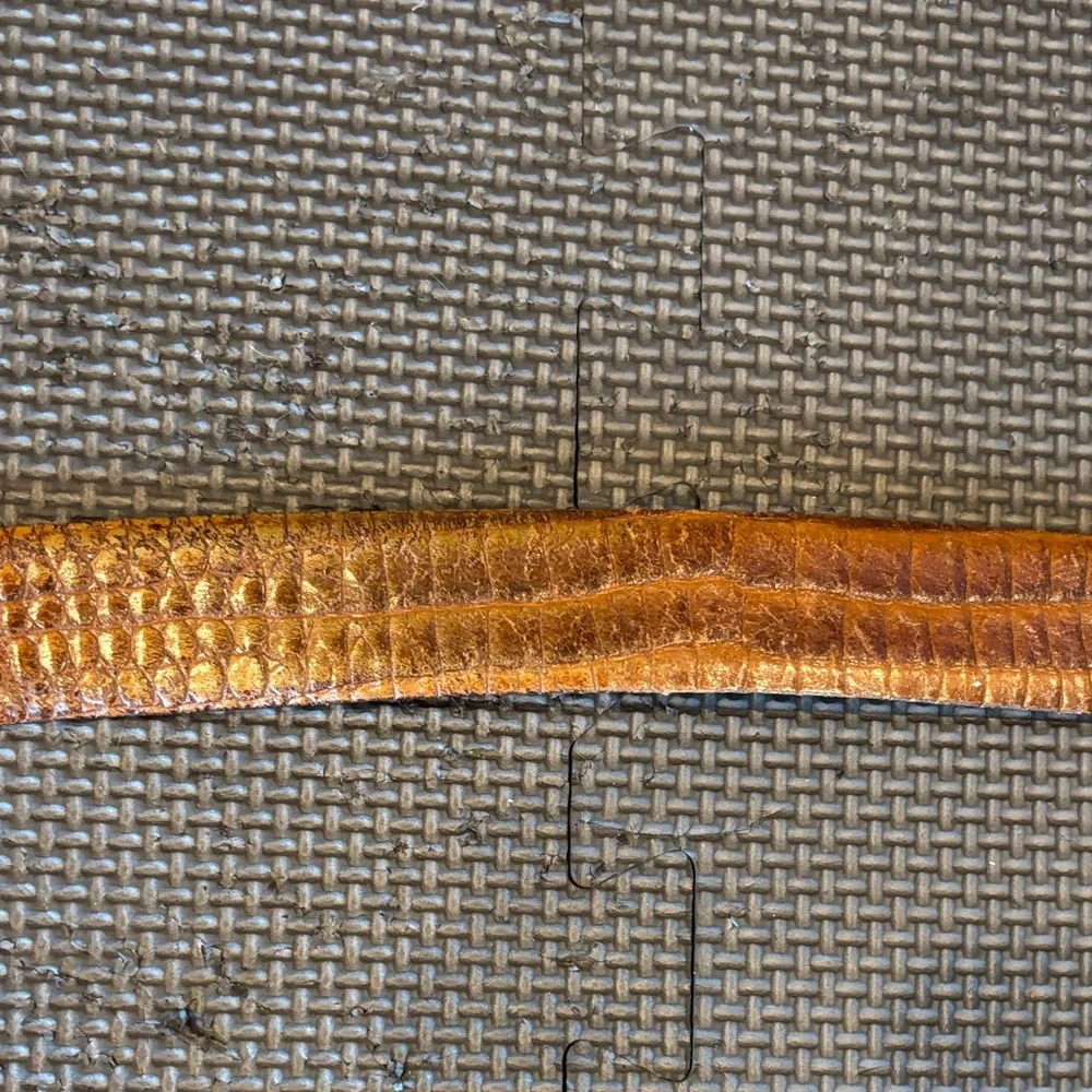 Alligator grain Brown Leather Belt with cashmere cowhide lining